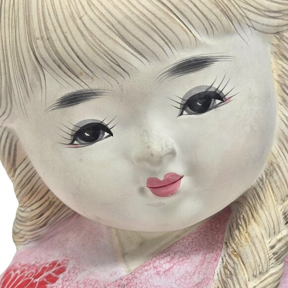 Ceramic Japanese Girl Figurine In Pink Kimono Floral Design Kneeling Pose JE369 - Picture 12 of 16